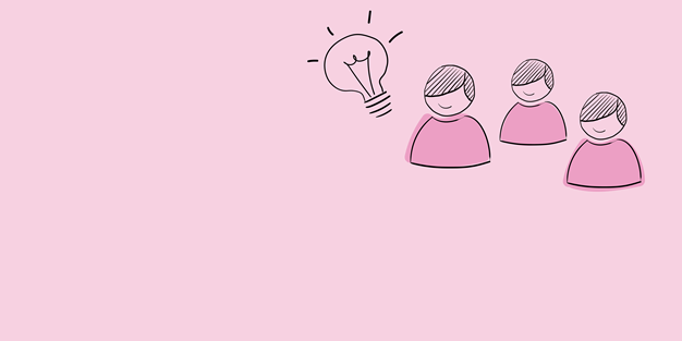 Users and a light bulb, illustration.