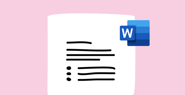 Document with Microsoft Word logotype, illustration.
