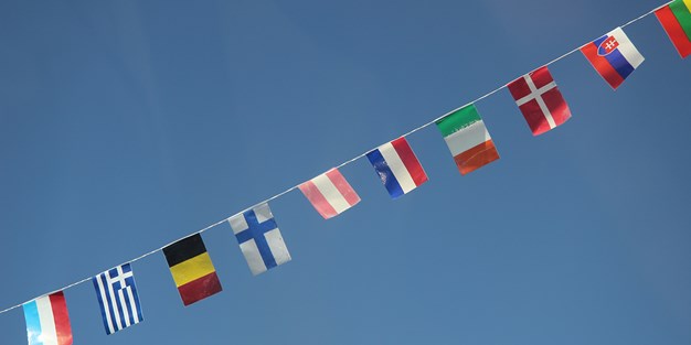 Flagg fra ulike EU-land. Foto