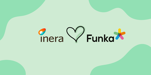 Inera logo hjerte Funkas logo. Illustrasjon