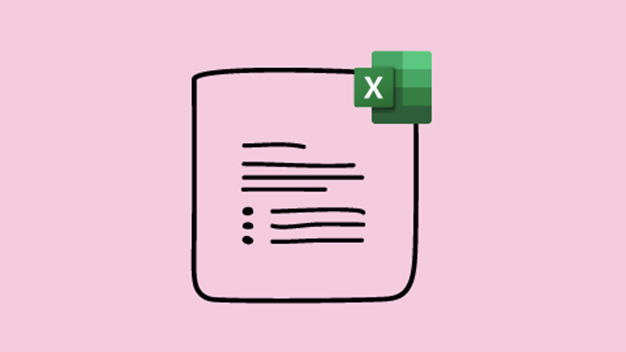Illustration av dokument med Excel-symbol.