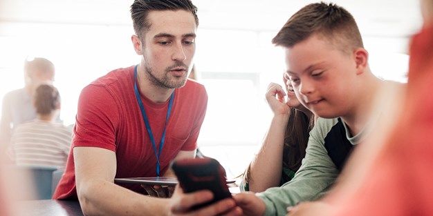 A teacher and a student training. Photo.