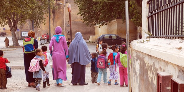 Skolbarn i Marocko. Foto