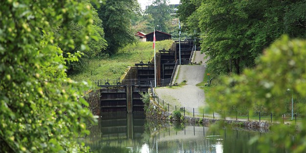 Slussar i Trollhättan. Foto