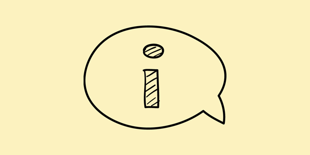 Pratbubbla med ett stort i - för information, illustration.