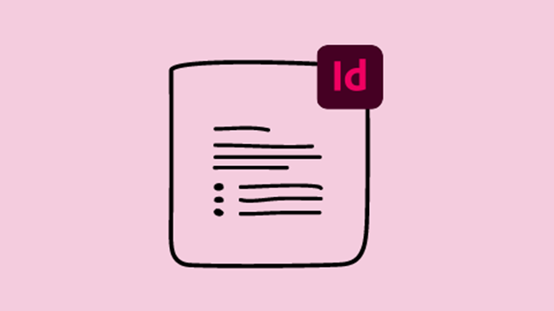 Illustration av dokument med indesign-symbol.