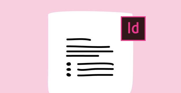 Dokument med Adobe InDesigns logotyp, illustration.