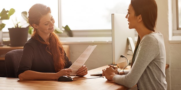 A recruitment interview where two women participate. Photo