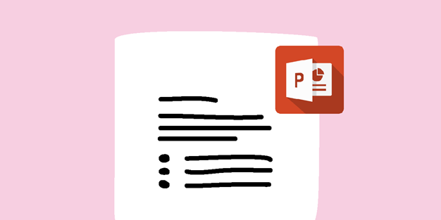 Dokument med PowerPoints logotyp, illustration.