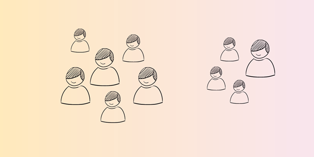 Flera grupper med användare, illustration.