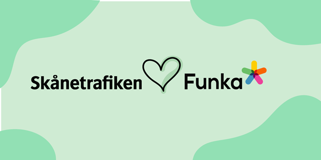 Skånetrafiken's logo heart Funka's logo, illustration.