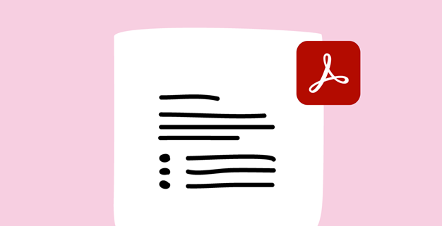 Dokument med Adobe Acrobat Pros logotyp, illustration.