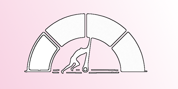Funkas Inkluderingsbarometer Offentlig Sektor, illustration av en mätare som en person försöker öka resultatet i.