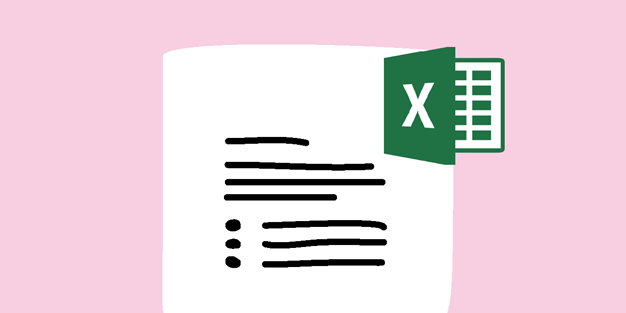 Dokument med Excels logo, illustrasjon. 