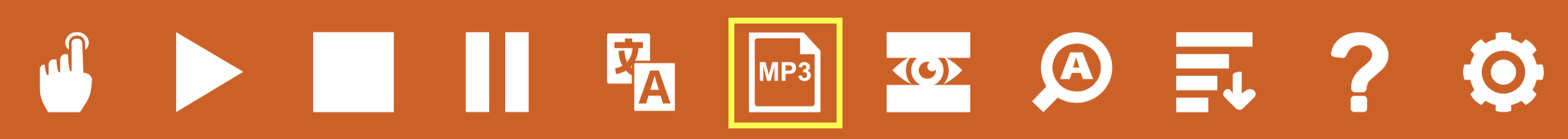 Save as mp3. Talande Webb toolbar.