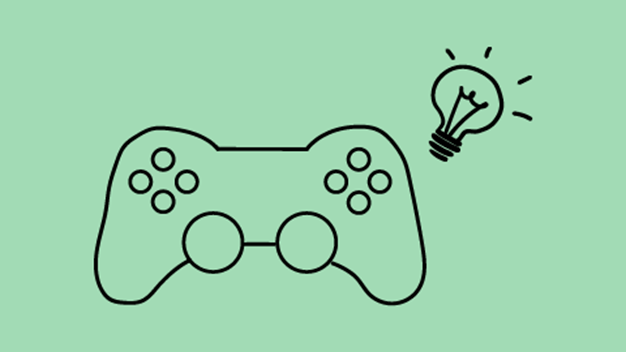 Illustration med spelkonsol
