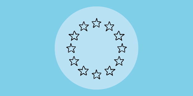 EU-symbol, ring av stjärnor, illustration.