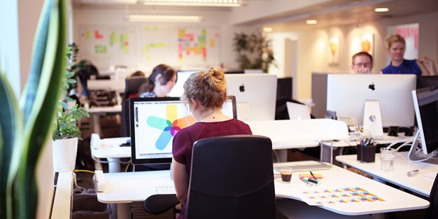 A person work with a computer. Photo